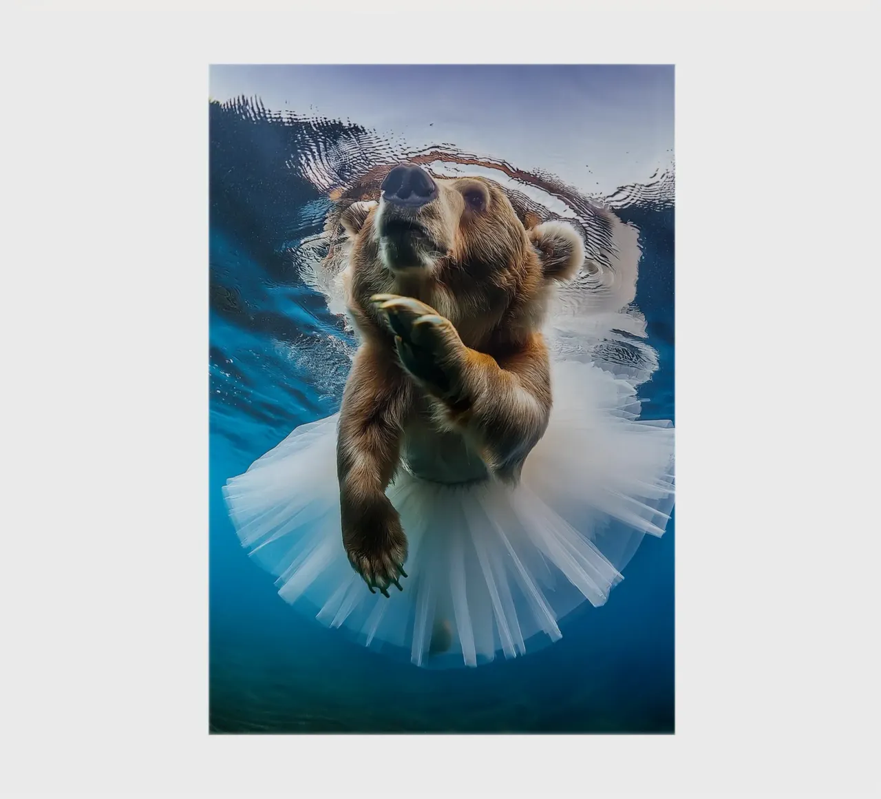 Graceful Bear Underwater in Tutu - Unique Art Print notebook by FlexiDesignsByK
