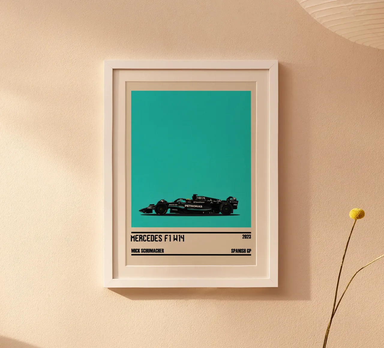 Mercedes F1 W14 AMG Petronas F1 Spanish GP tyre test 2023 Mi poster con telaio in legno da TheArtstudio