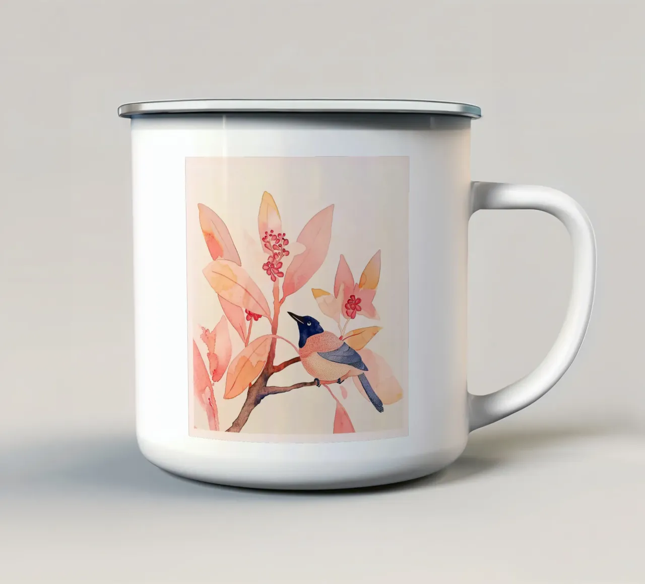 Uccello in fiore tazza in smalto da DaarbyN
