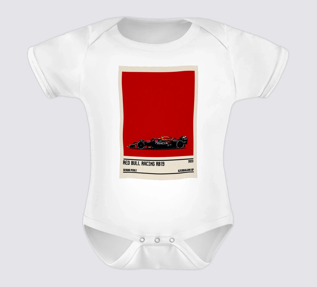 Red Bull RB19 Honda RBPT Oracle F1 winner Azerbaijan GP 2023 body neonato maniche corte da TheArtstudio