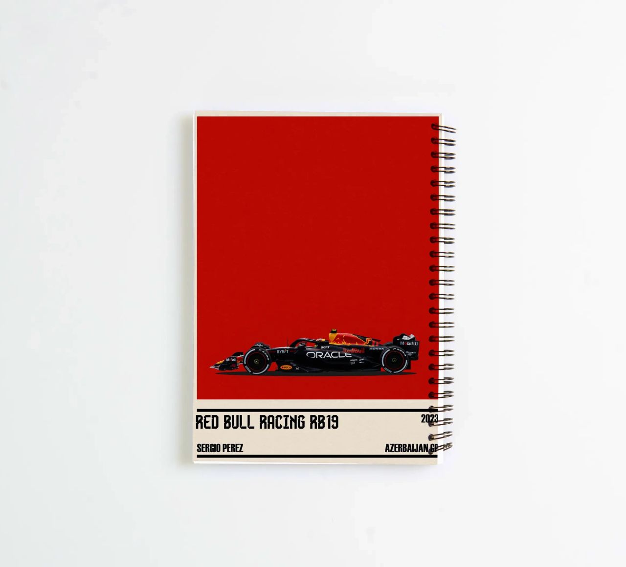 Red Bull RB19 Honda RBPT Oracle F1 winner Azerbaijan GP 2023 spiral notebook by TheArtstudio