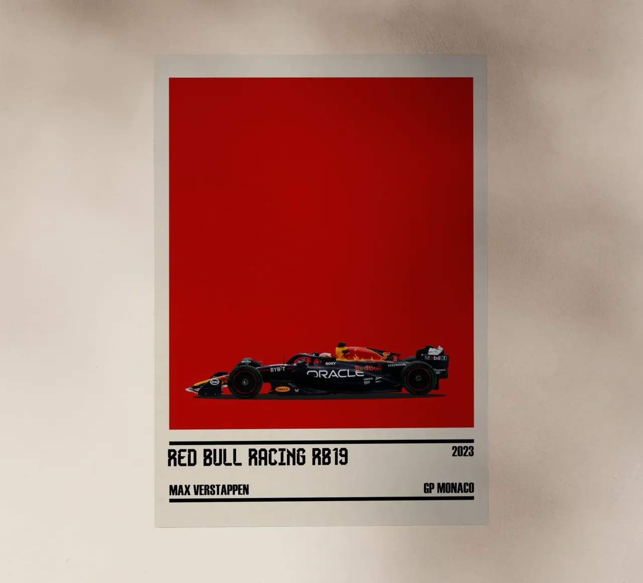 Red Bull RB19 Honda RBPT Oracle F1 winner GP Monaco 2023 Max lámina retroiluminada de TheArtstudio