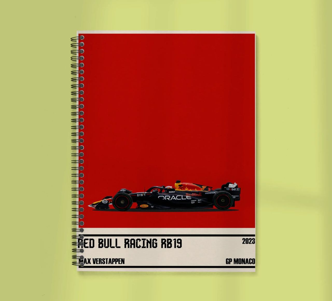 Red Bull RB19 Honda RBPT Oracle F1 winner GP Monaco 2023 Max spiral notebook by TheArtstudio
