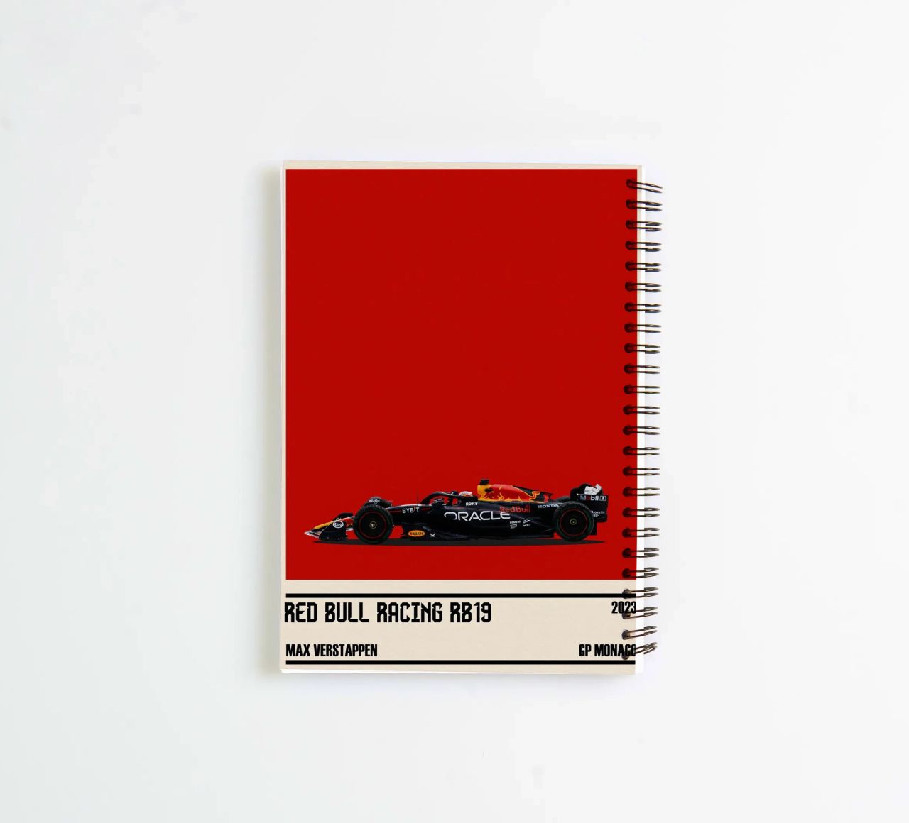Red Bull RB19 Honda RBPT Oracle F1 winner GP Monaco 2023 Max spiral notebook by TheArtstudio