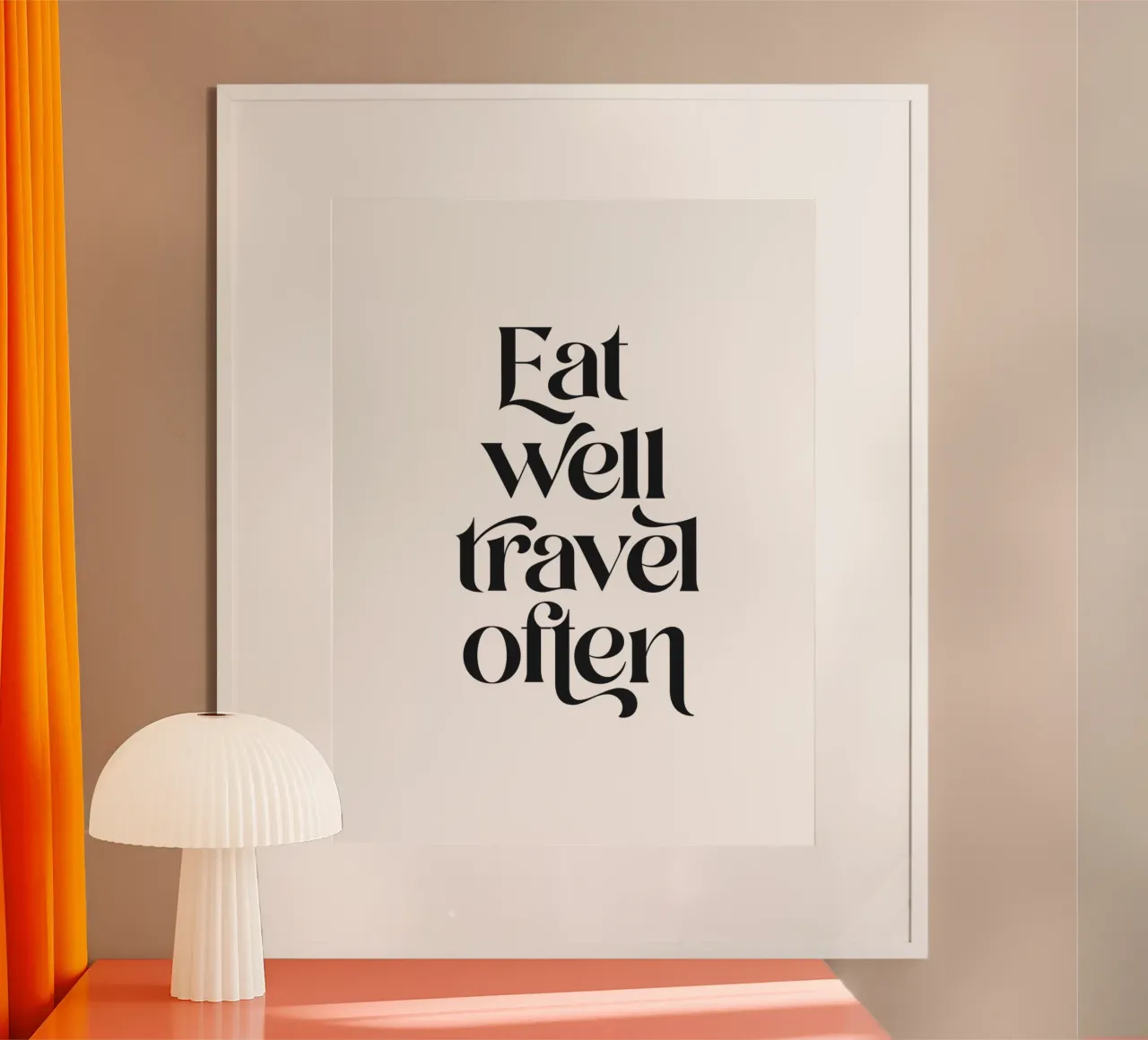 Mangez bien, voyagez souvent - Typographie de motivation poster de Dominique Vari Words