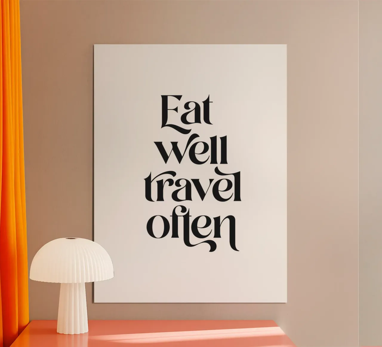 Mangez bien, voyagez souvent - Typographie de motivation poster de Dominique Vari Words