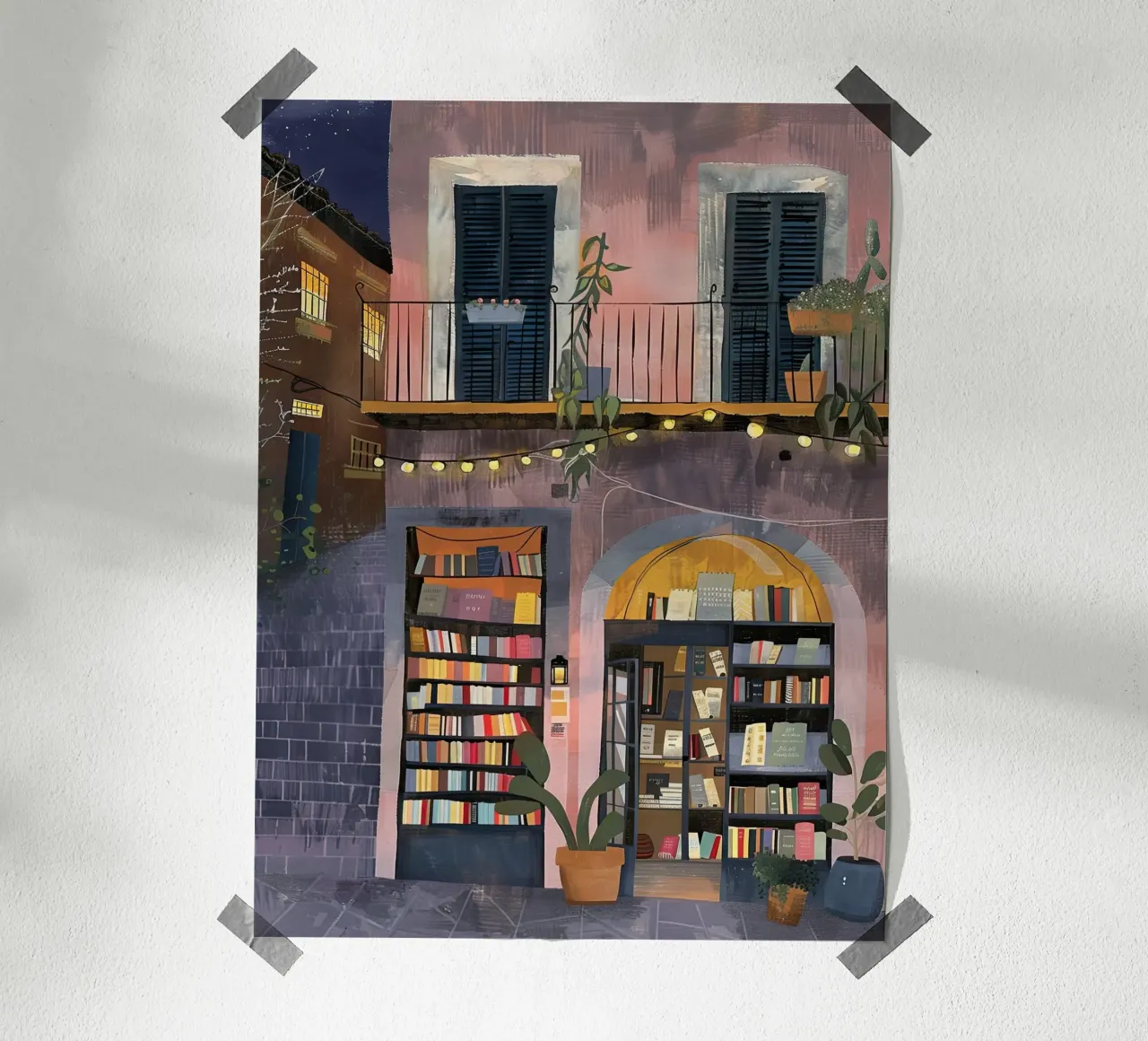 Serata in libreria poster con telaio in legno da DaarbyN