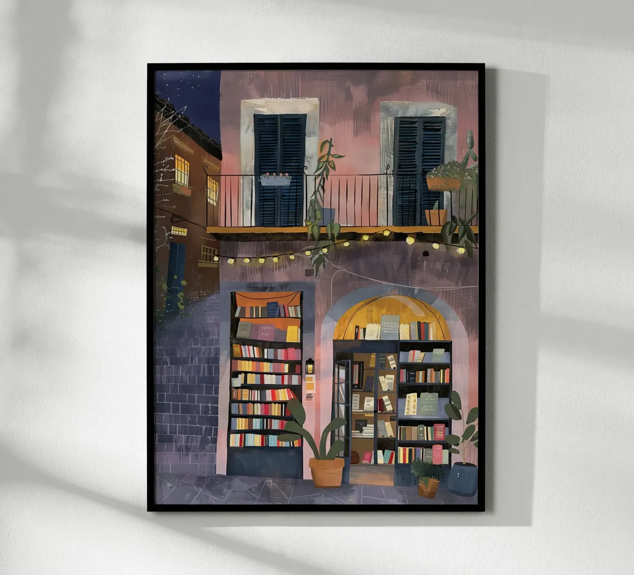 Serata in libreria poster con telaio in legno da DaarbyN
