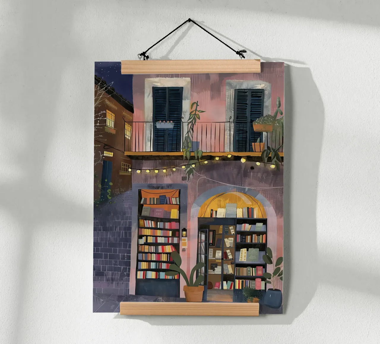 Serata in libreria poster con telaio in legno da DaarbyN