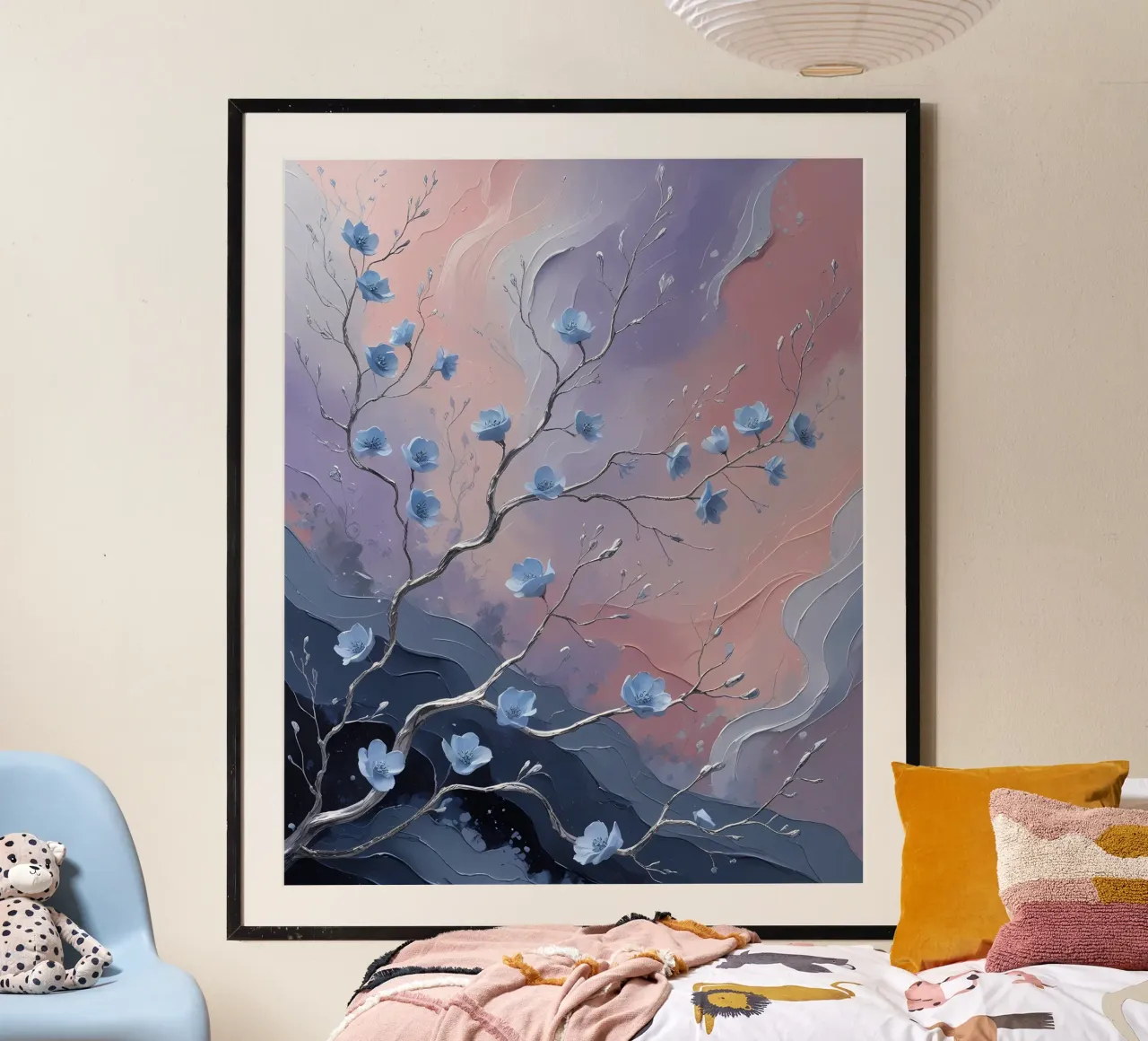 Serene Blossom poster with wooden frame by Artistic-shop