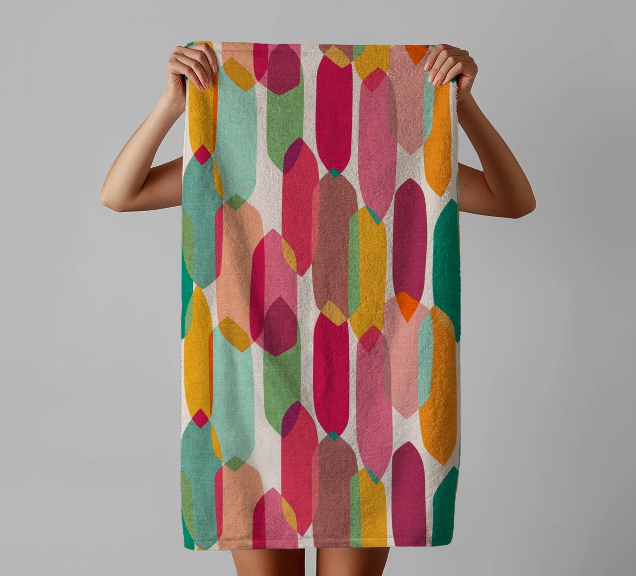 Cecilia Mok - Mid Century Droplets Joy towel by The Artcircle