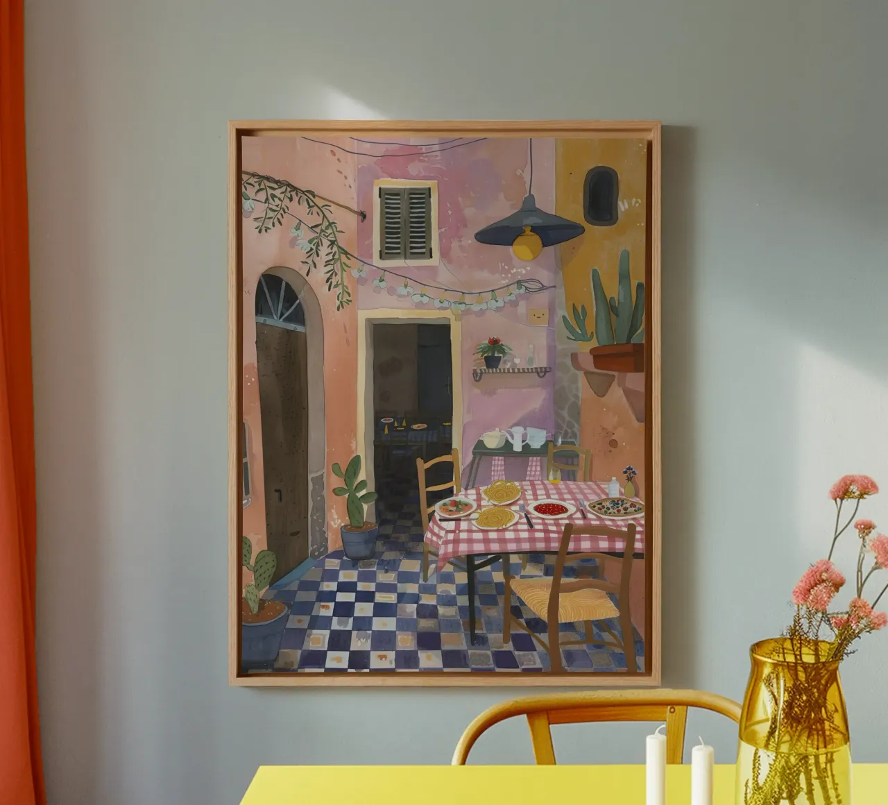 Italiaans feest op de binnenplaats canvas met Baklijst van DaarbyN