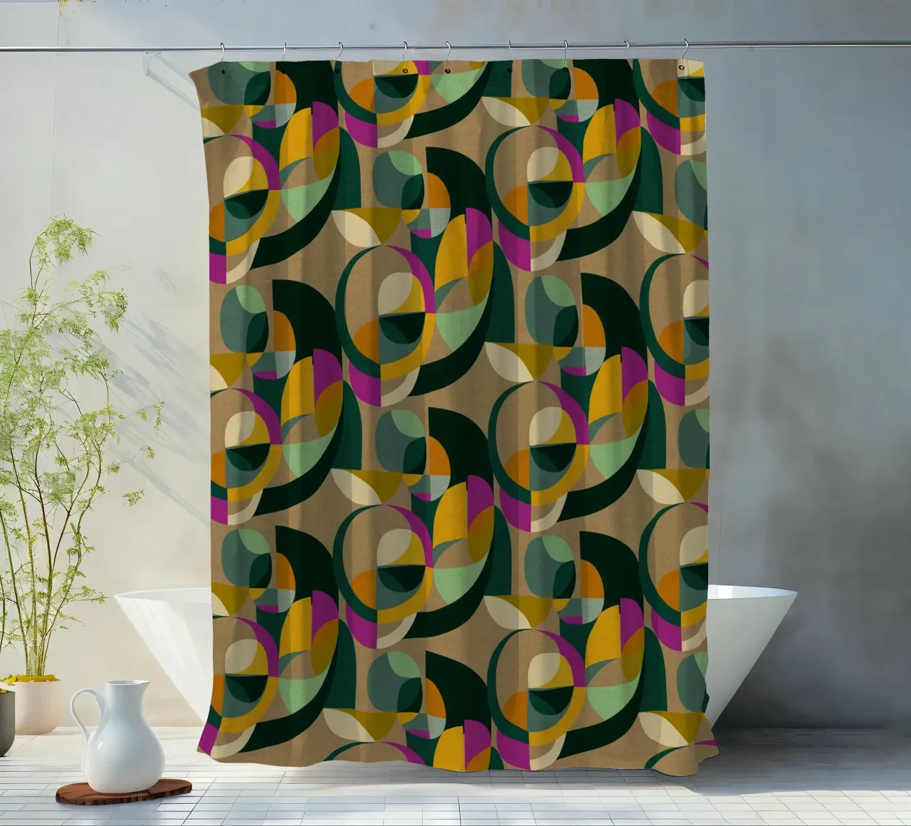 Cecilia Mok - Modern Circles shower curtain by The Artcircle