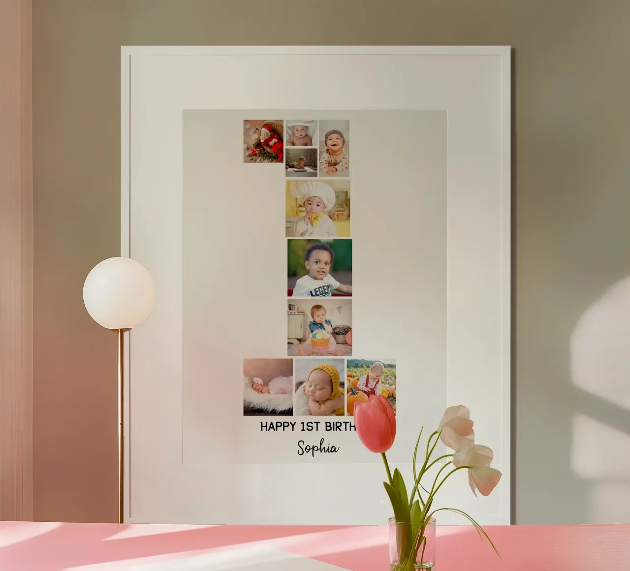 Personalized 1st Birthday Custom 10 Photo Collage poster by Shark Printables