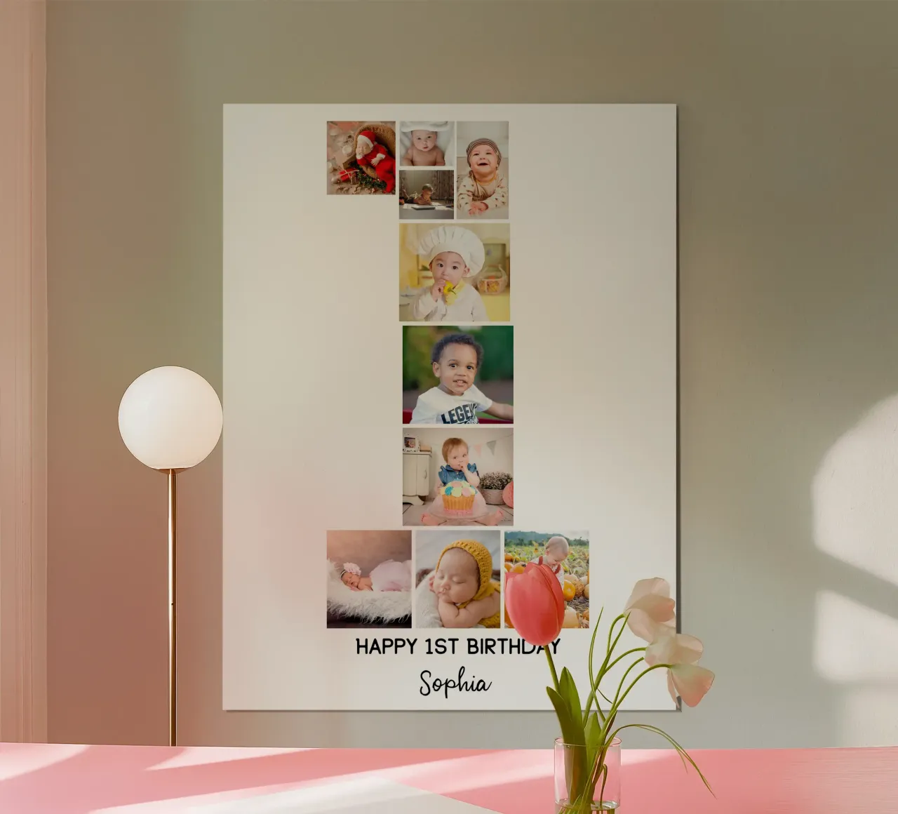 Personalized 1st Birthday Custom 10 Photo Collage poster by Shark Printables