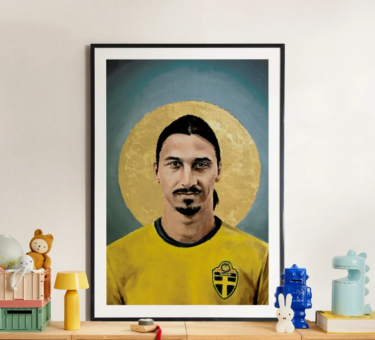 Football Icon - Zlatan Ibrahimovic poster con telaio in legno da David Diehl