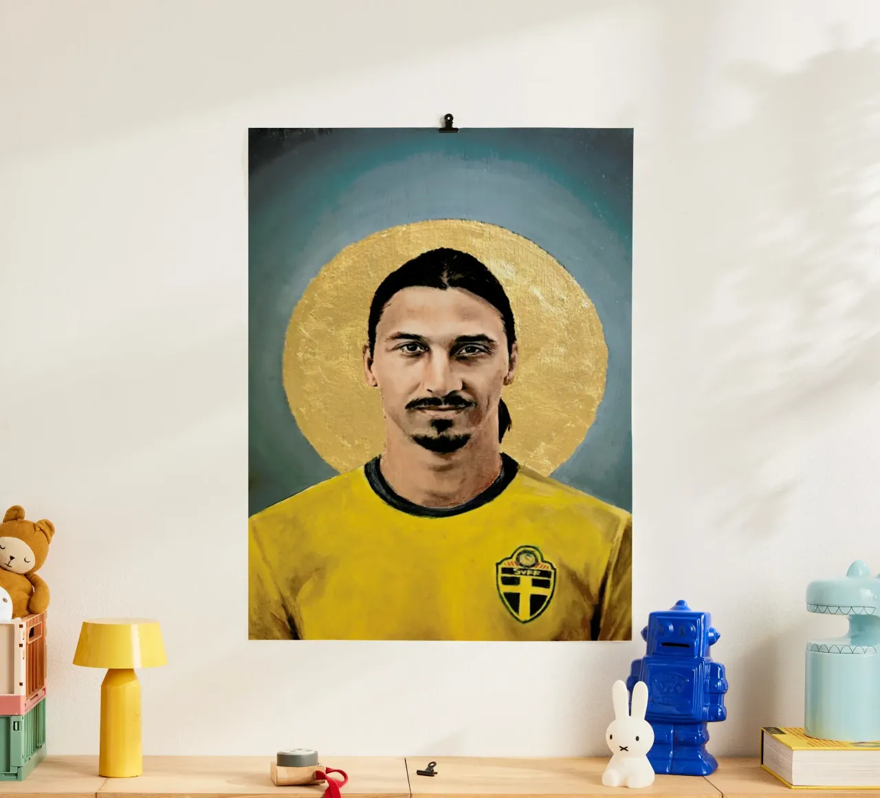 Football Icon - Zlatan Ibrahimovic poster con telaio in legno da David Diehl