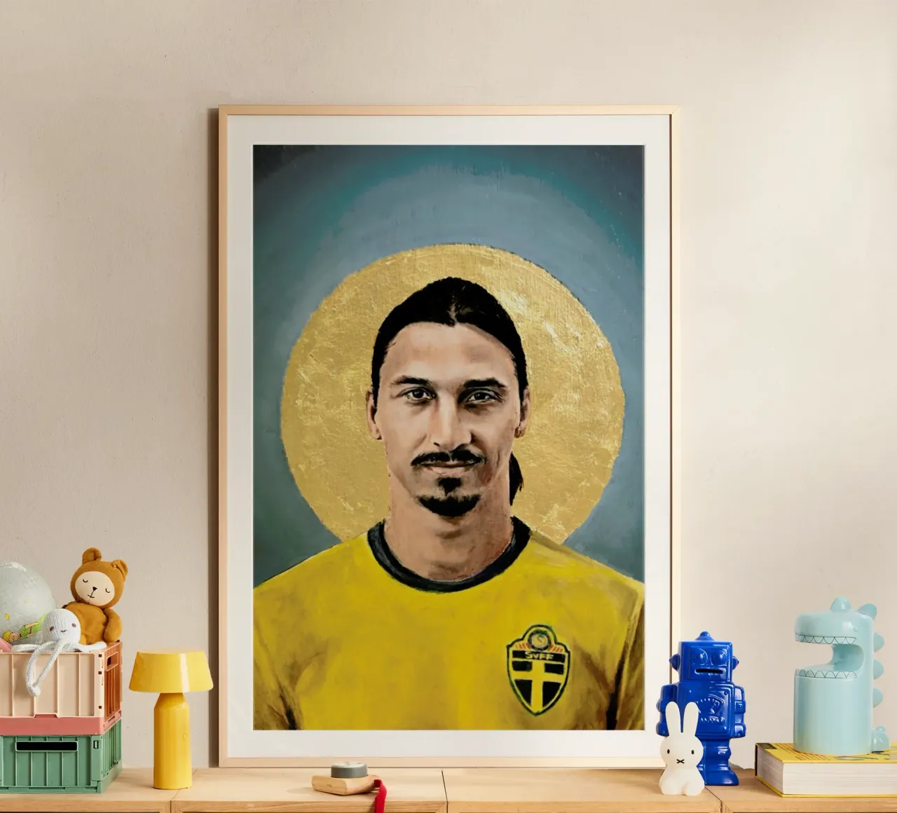 Football Icon - Zlatan Ibrahimovic poster con telaio in legno da David Diehl