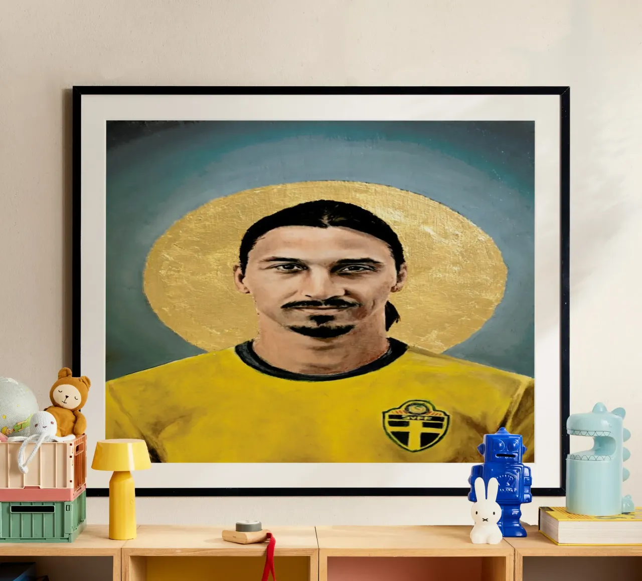 Football Icon - Zlatan Ibrahimovic poster con telaio in legno da David Diehl