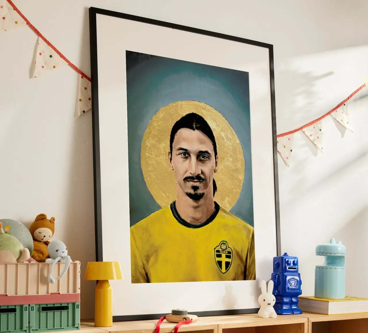 Football Icon - Zlatan Ibrahimovic poster con telaio in legno da David Diehl