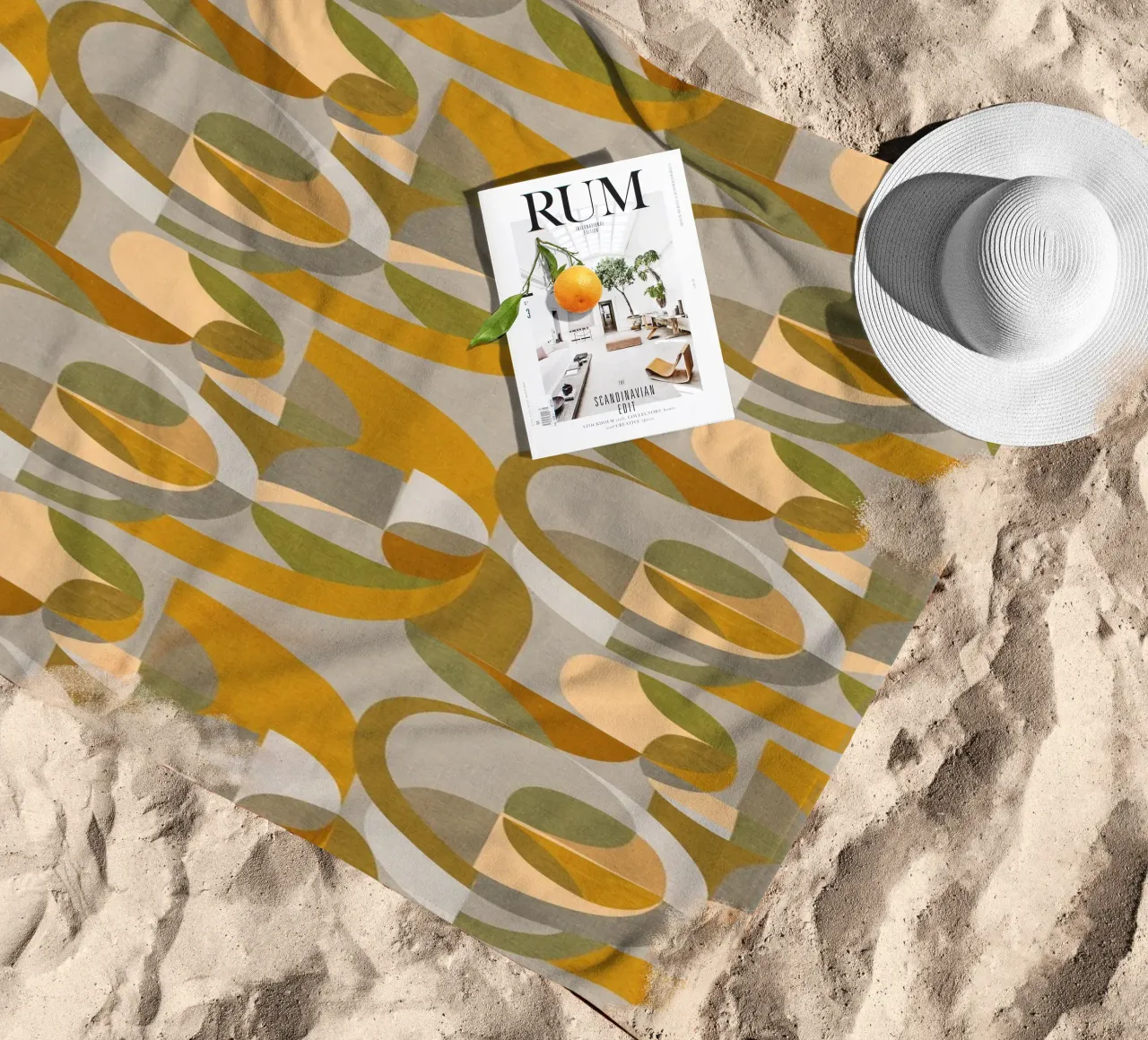 Cecilia Mok - Modern Circles Gold and Silver beach towel by The Artcircle