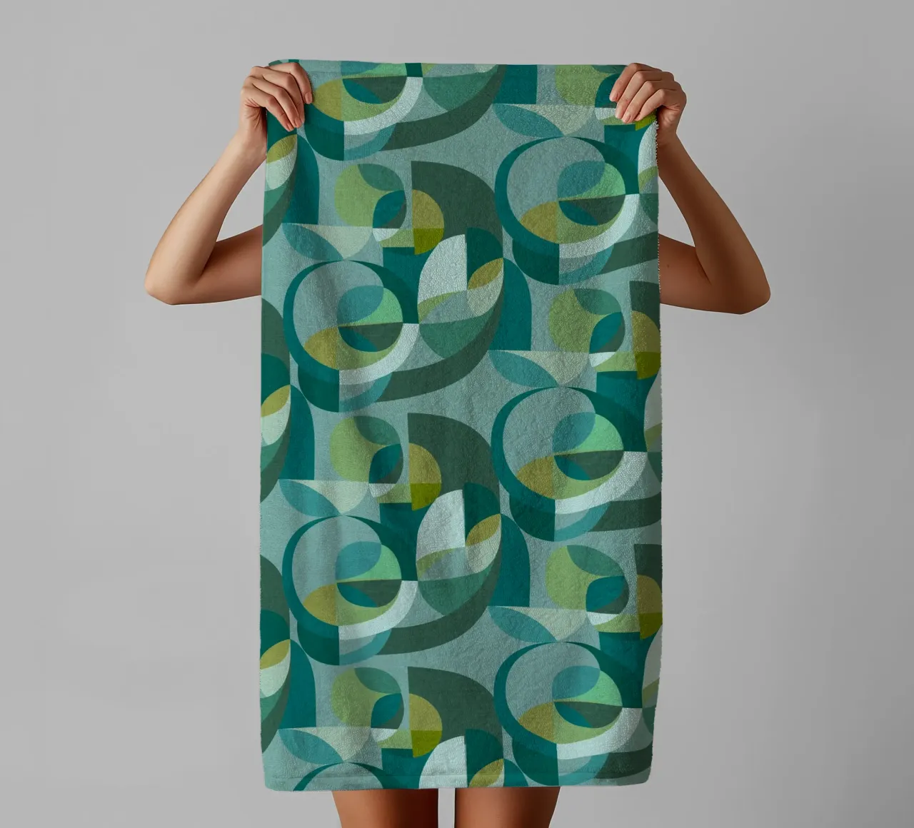 Cecilia Mok - Moderne cirkels groenblauw badhanddoek van The Artcircle