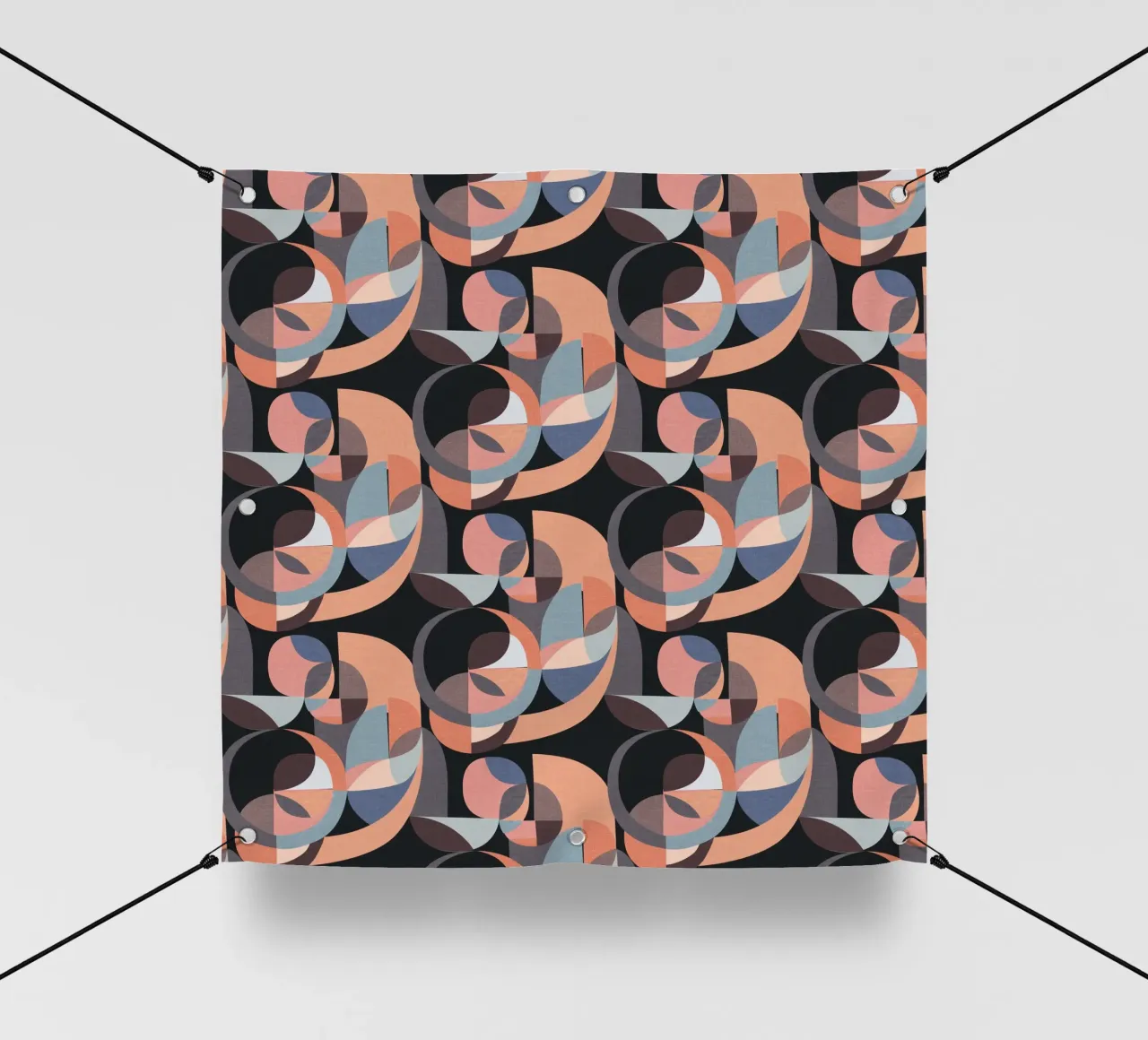 Cecilia Mok - Cerchi moderni rosa nero telo in pvc da The Artcircle