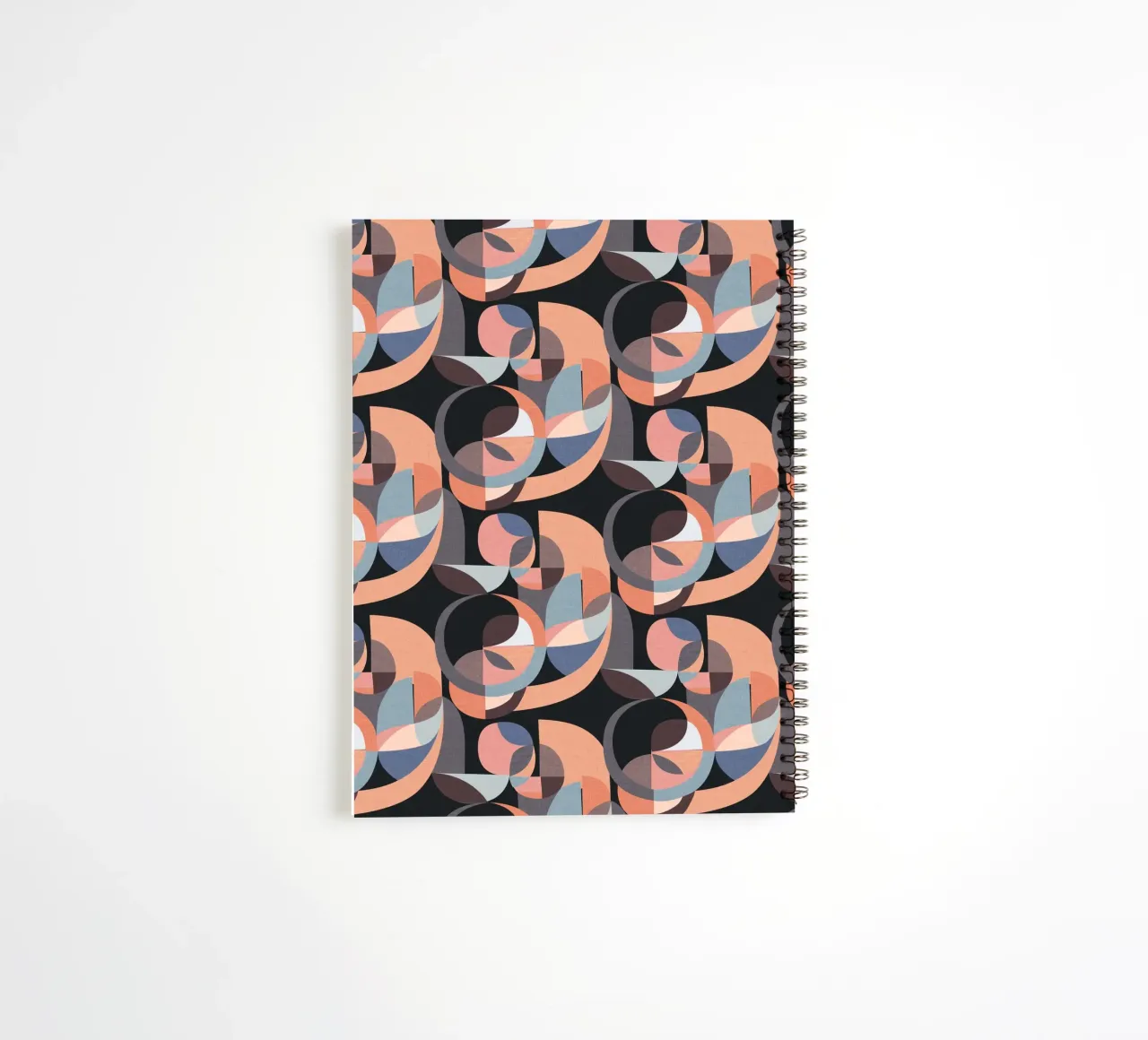 Cecilia Mok - Modern Circles Pink Black spiral notebook by The Artcircle