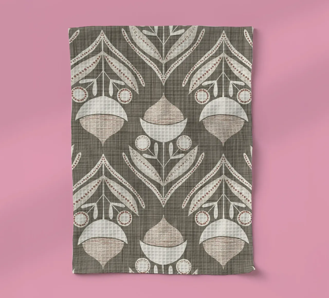 Folk Flower Laurel Oak PANTONE 17-0610 - Mid Century Modern tea towel by susanacosta