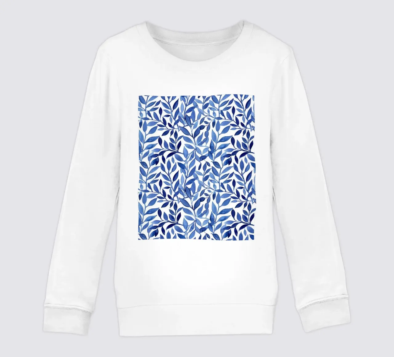 Boho Vintage Botanical Foglie blu indaco Piante astratte felpa bambino da Gentle Echoes Art