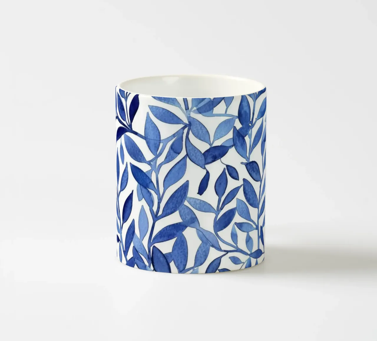 Boho Vintage Botanical Foglie blu indaco Piante astratte tazza in ceramica da Gentle Echoes Art