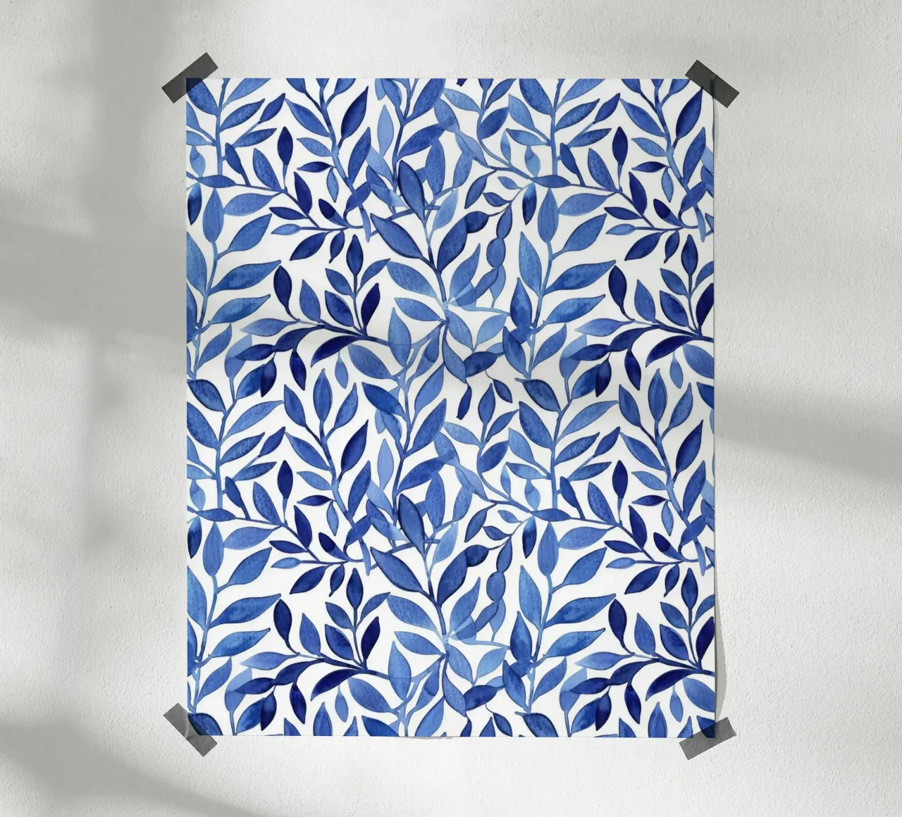 Boho Vintage Botanical Foglie blu indaco Piante astratte poster con telaio in alluminio da Gentle Echoes Art
