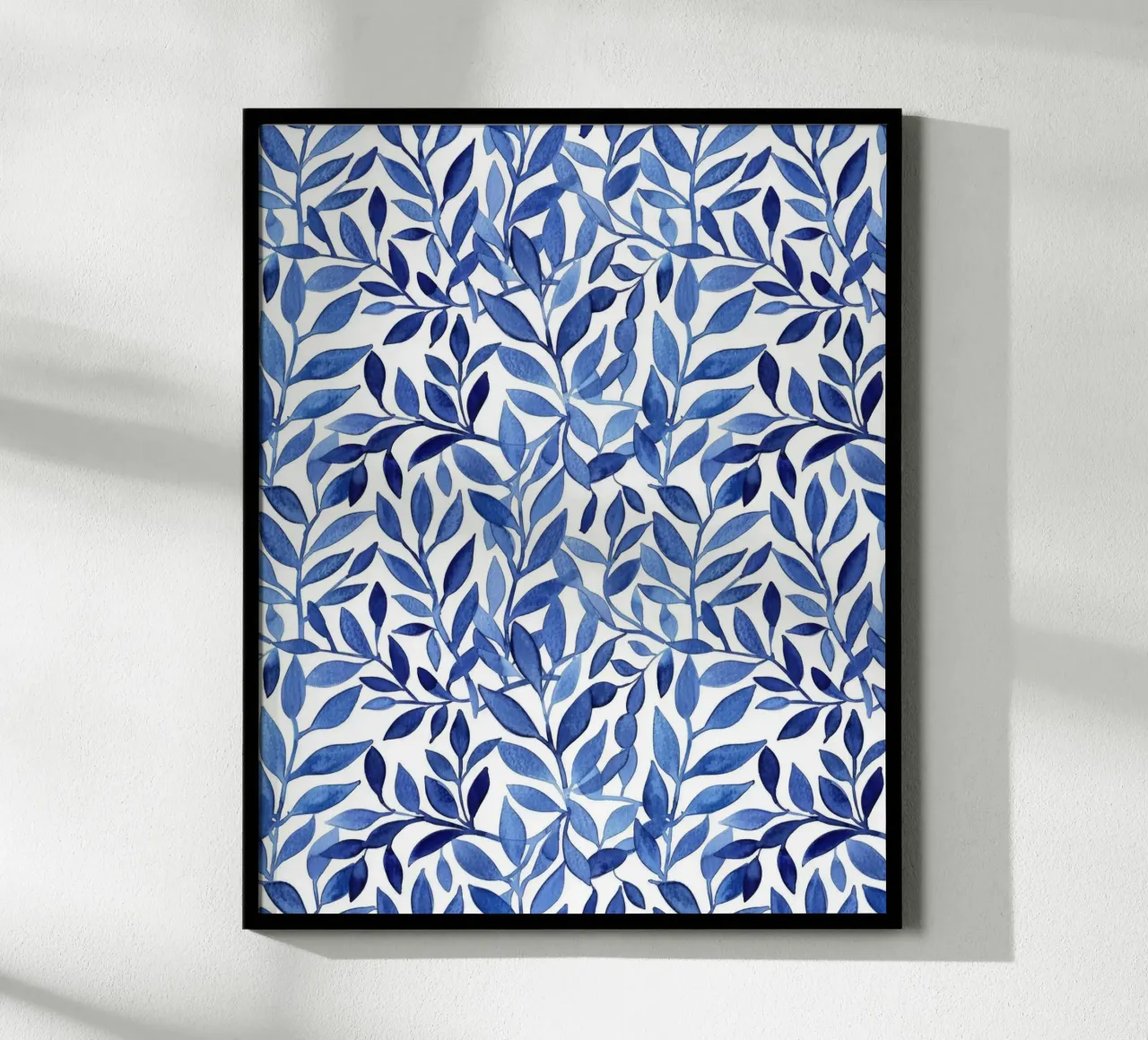 Boho Vintage Botanical Foglie blu indaco Piante astratte poster con telaio in alluminio da Gentle Echoes Art