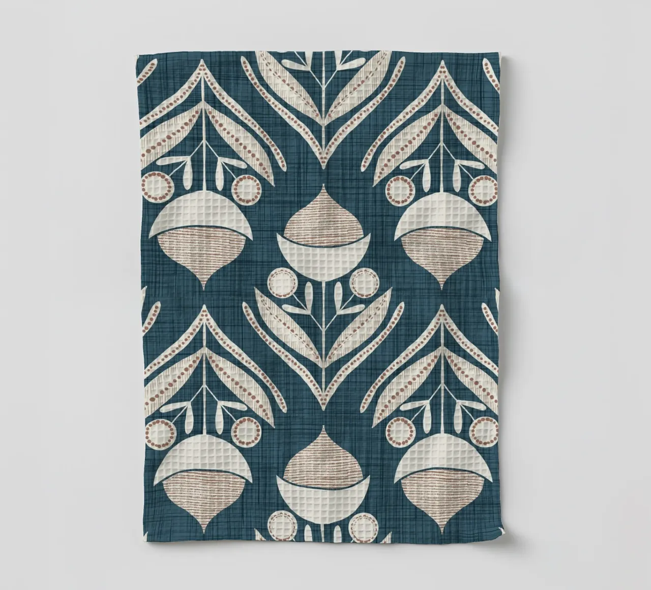 Folk Flower Tapestry PANTONE 18-4417 - Mid Century Modern Bo tea towel by susanacosta