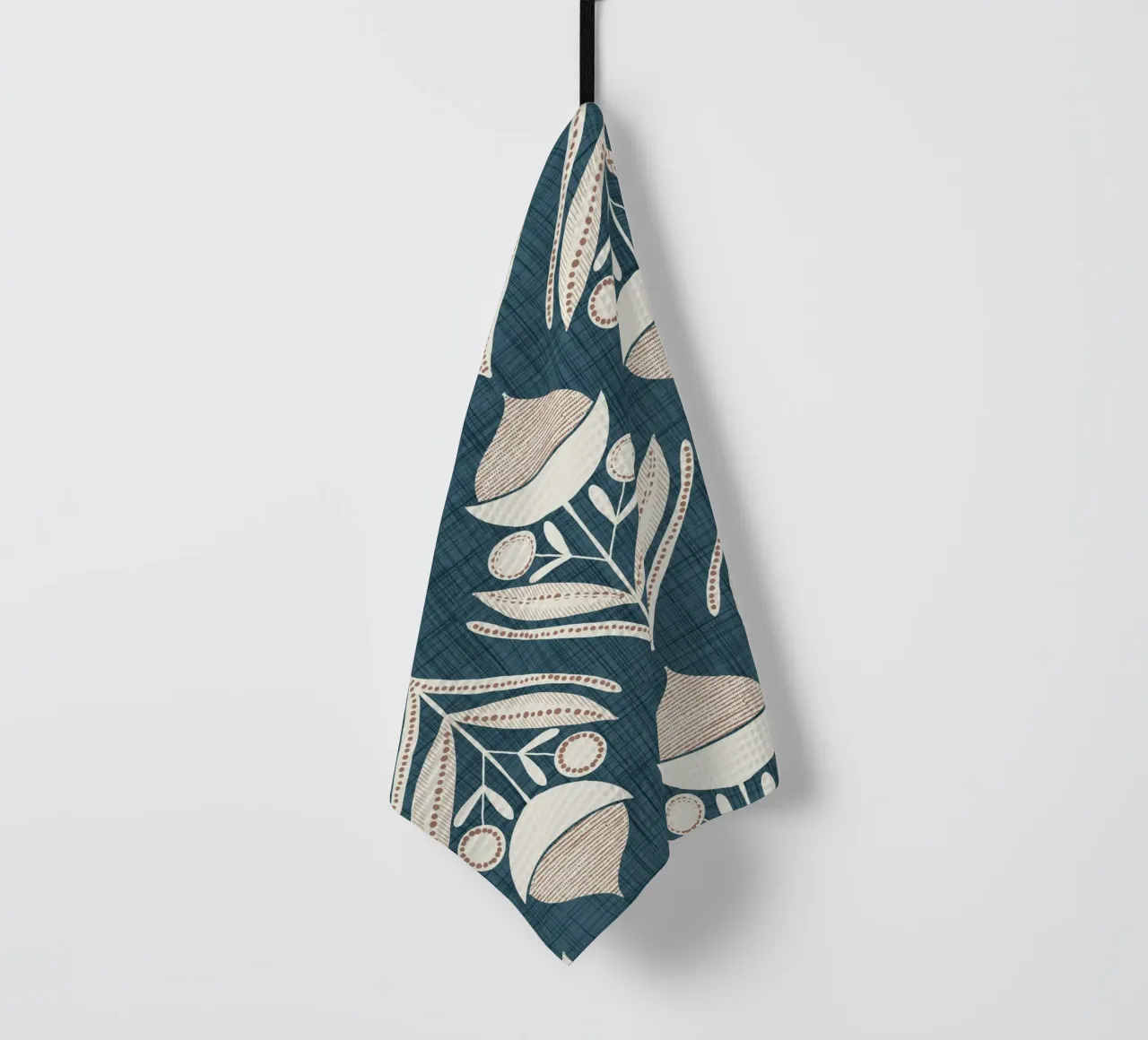 Folk Flower Tapestry PANTONE 18-4417 - Mid Century Modern Bo tea towel by susanacosta