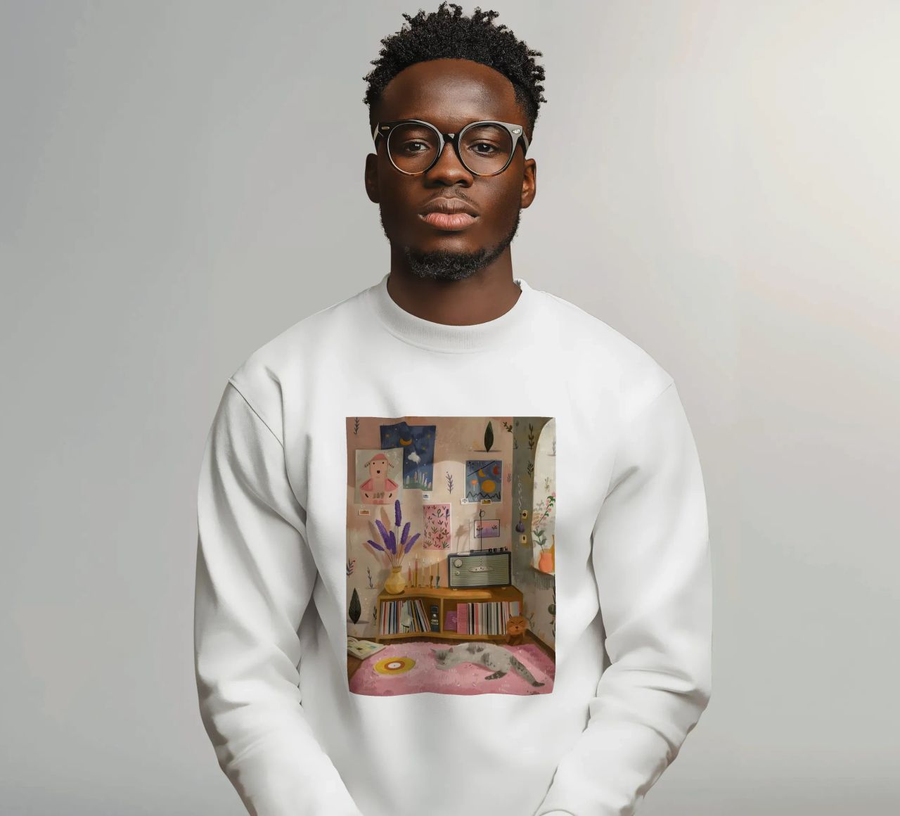 Retiro artístico con un gato sudadera de DaarbyN