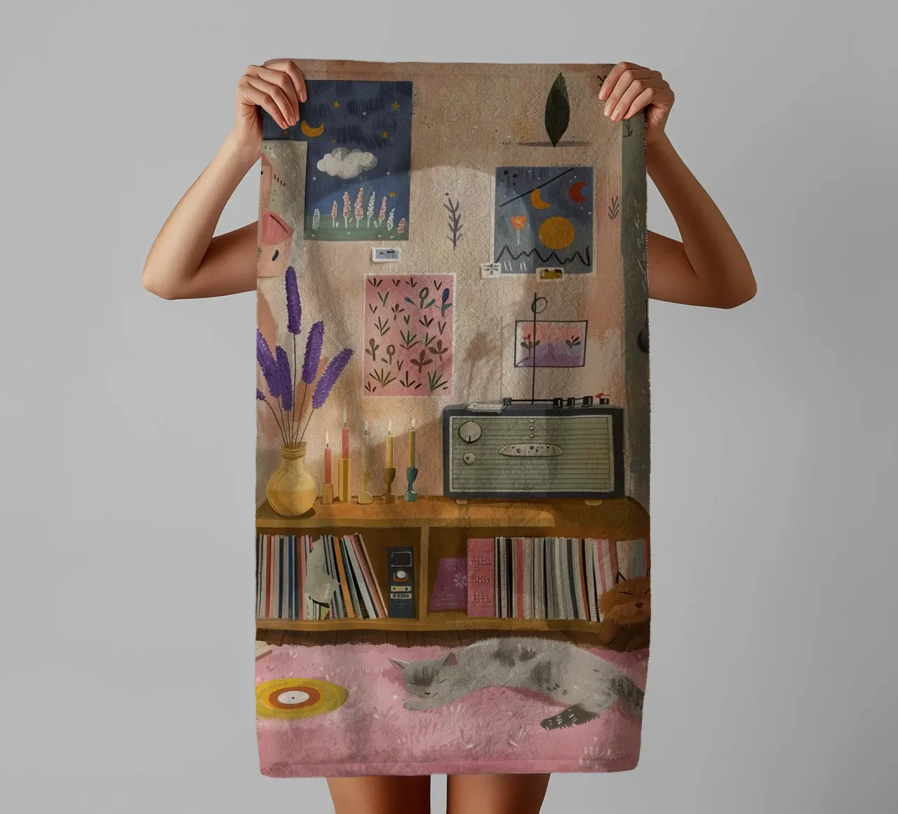 Artistic Retreat with a Cat towel by DaarbyN