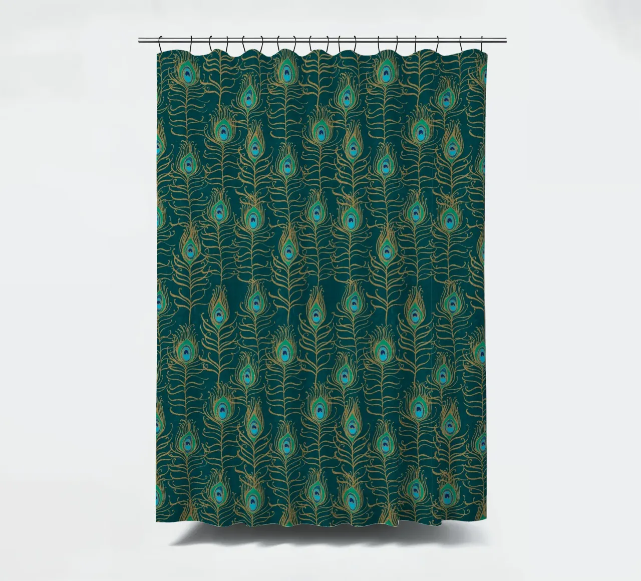 Cecilia Mok - Piuma di pavone Nouveau Emerald tenda da doccia da The Artcircle