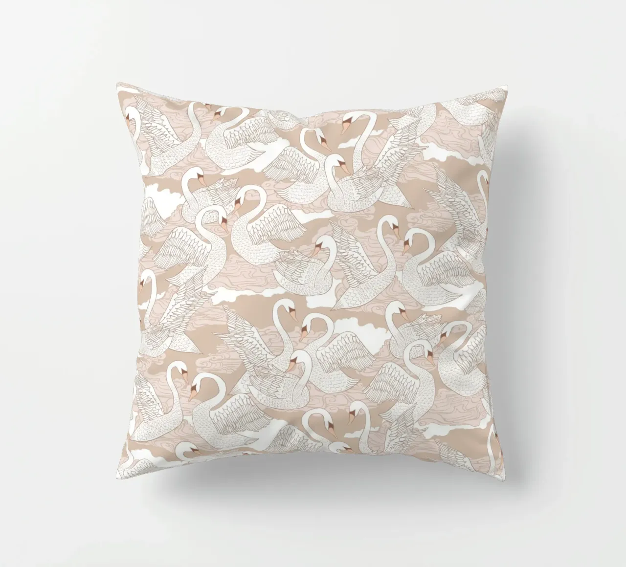 Cecilia Mok - Cigni di cotone cuscino da The Artcircle