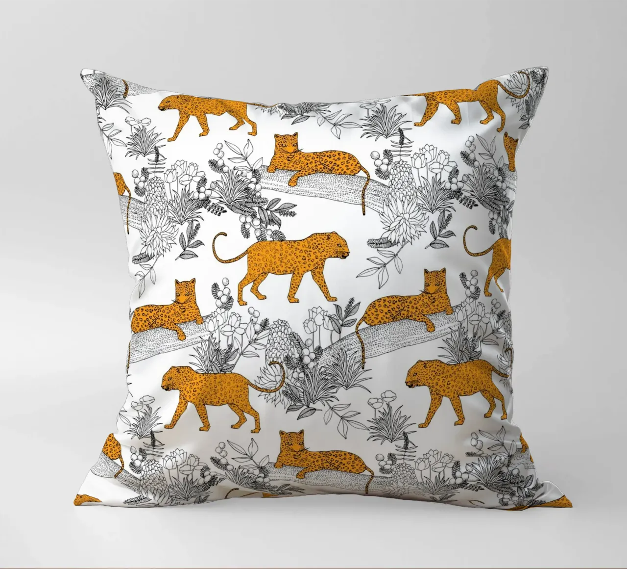 Cecilia Mok - Serengeti Leopard White decorative cushion by The Artcircle