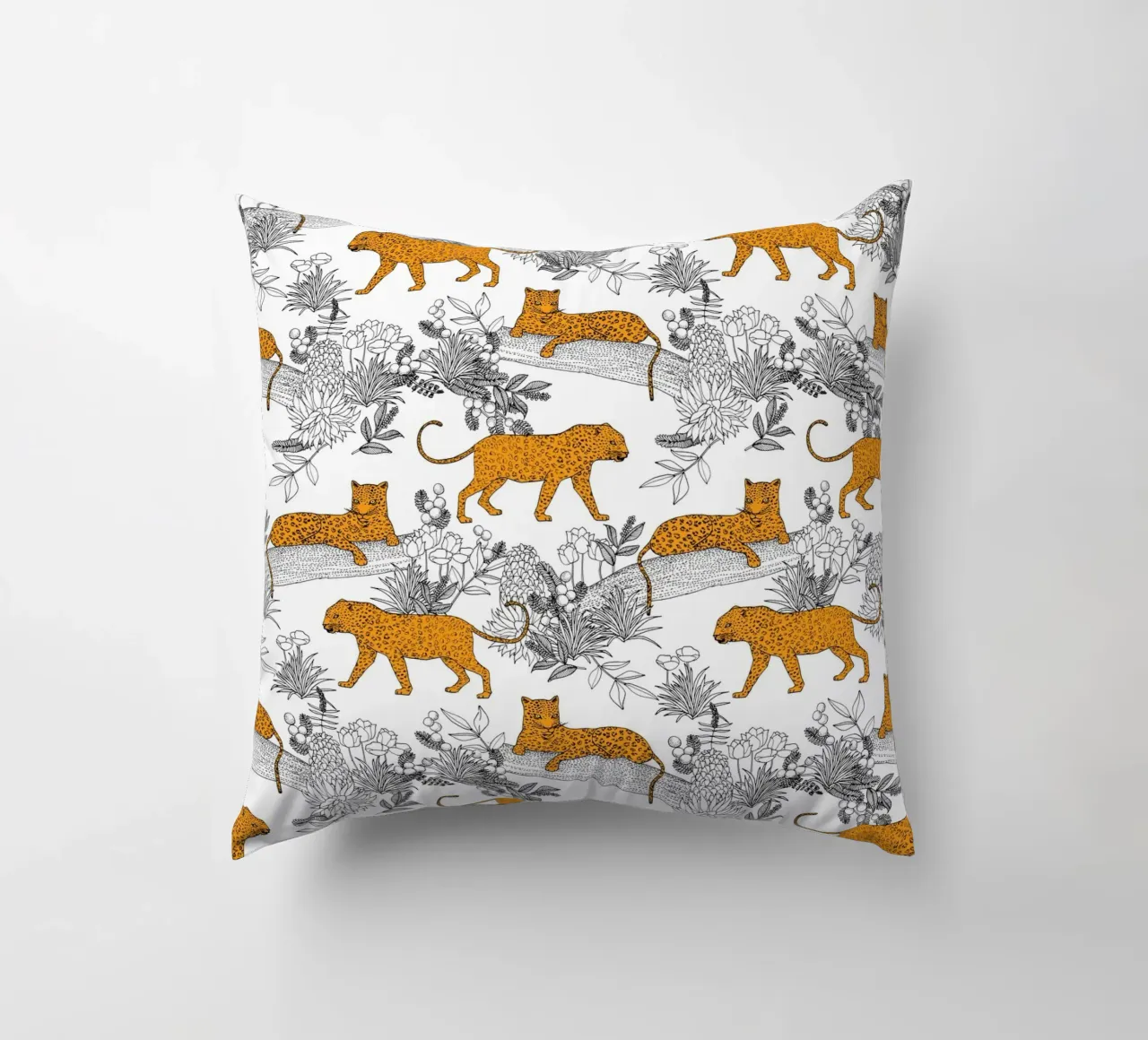 Cecilia Mok - Serengeti Leopard White decorative cushion by The Artcircle