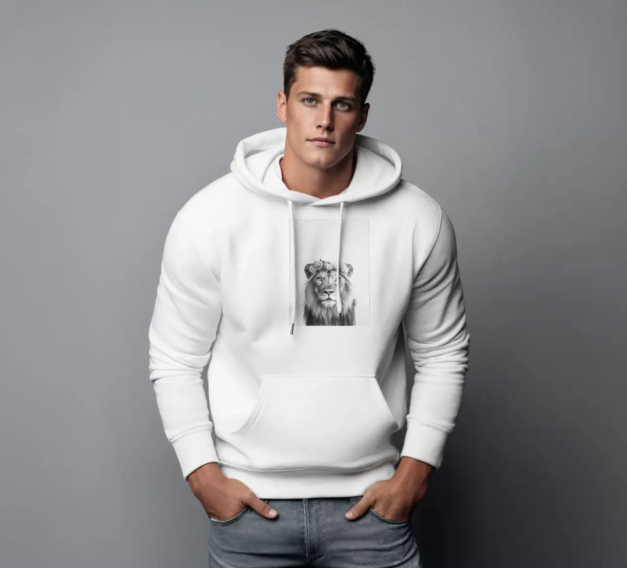 Leone Simba B&N felpa con cappuccio da Carinaprint