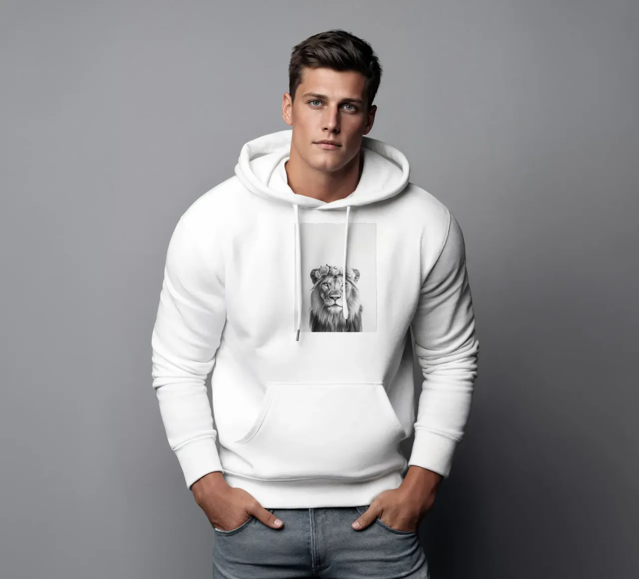 Simba B&W Löwe Hoodie von Carinaprint