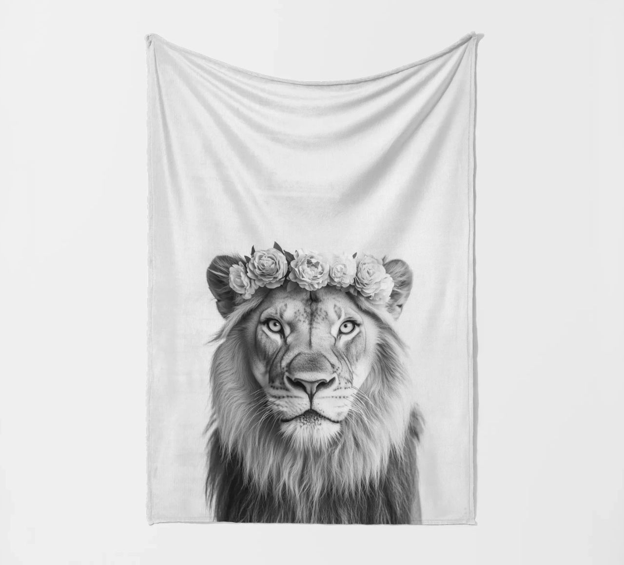 Leone Simba B&N coperta in pile da Carinaprint