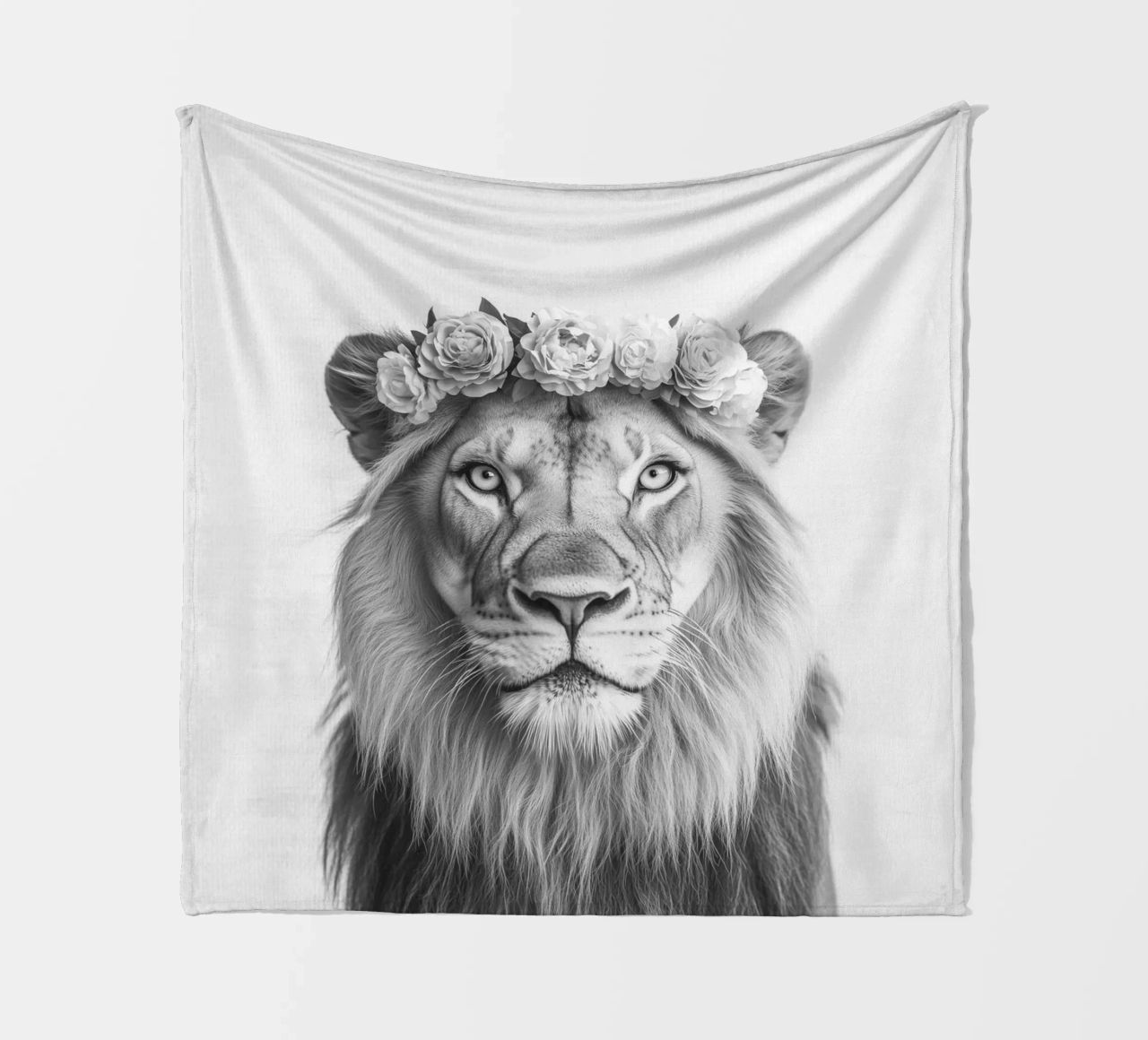 Leone Simba B&N coperta in pile da Carinaprint