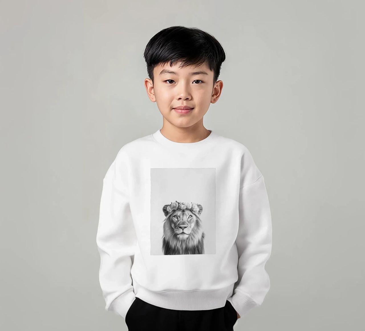 Leone Simba B&N felpa bambino da Carinaprint