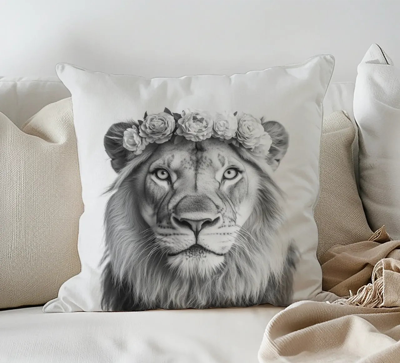 Leone Simba B&N cuscino da Carinaprint