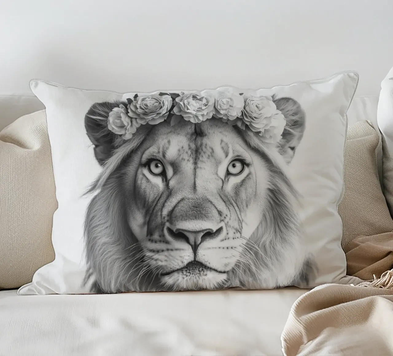 Leone Simba B&N cuscino da Carinaprint