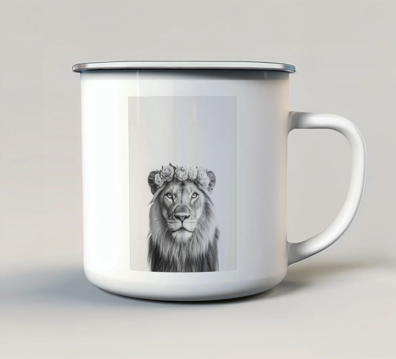 Leone Simba B&N tazza in smalto da Carinaprint