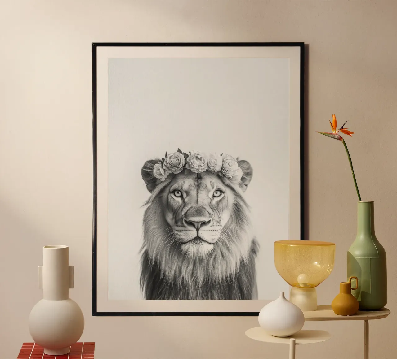 Simba León en blanco y negro hahnemühle de Carinaprint